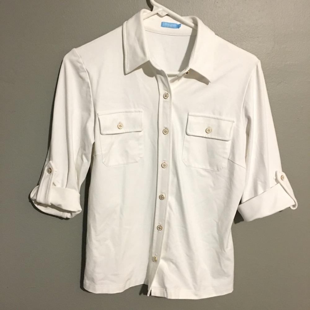 J. McLaughlin Pure White Button Up Blouse